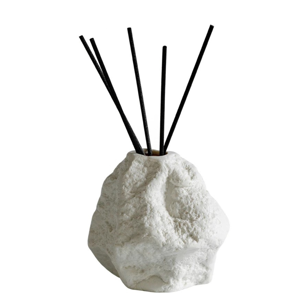 Difusor de Cerâmica com Design Orgânico Efeito Pedra - Branco Casa Elège