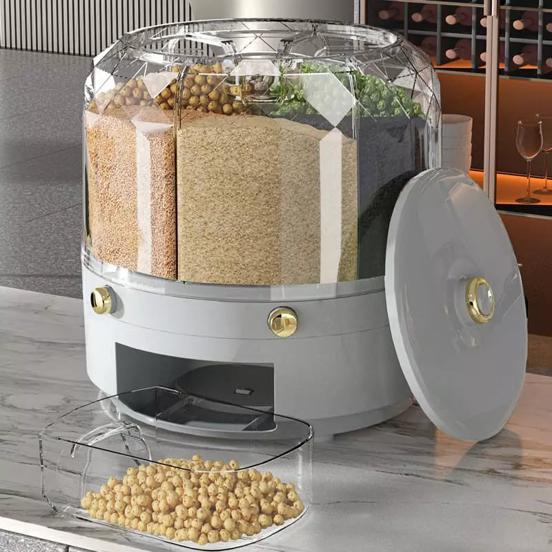 Dispensador Giratório De Alimentos Acrílico 6 Compartimentos - Cinza Casa Elège
