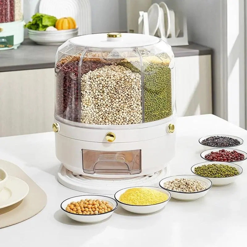 Dispensador Giratório De Alimentos Acrílico 6 Compartimentos - Branco Casa Elège