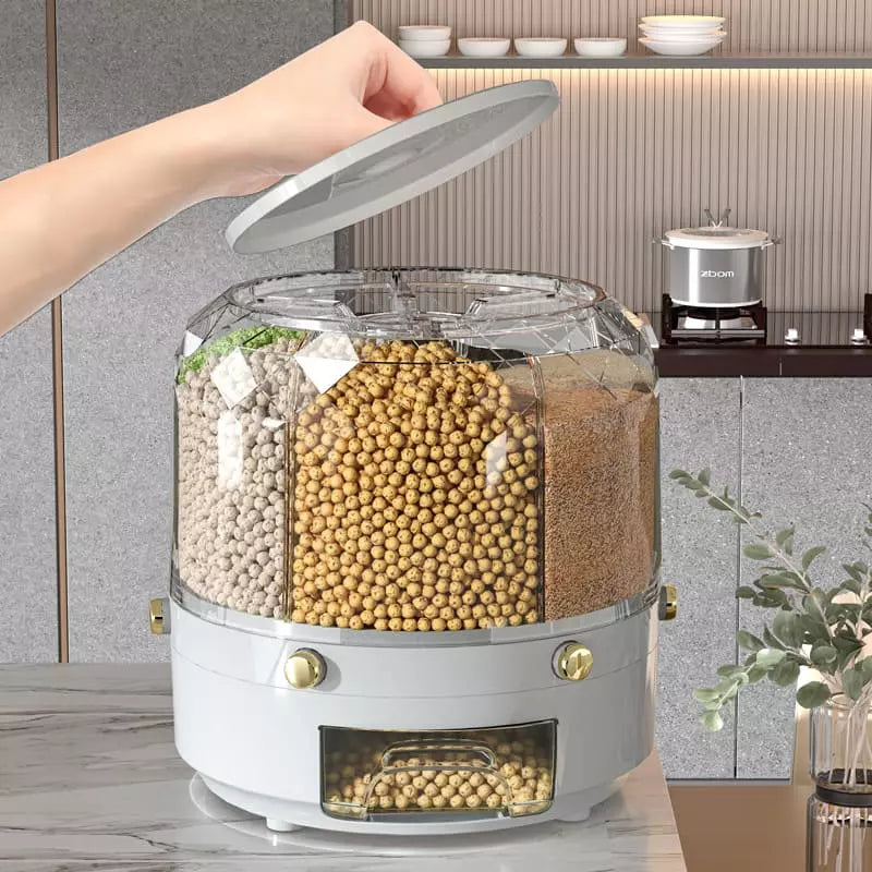 Dispensador Giratório De Alimentos Acrílico 6 Compartimentos - Casa Elège