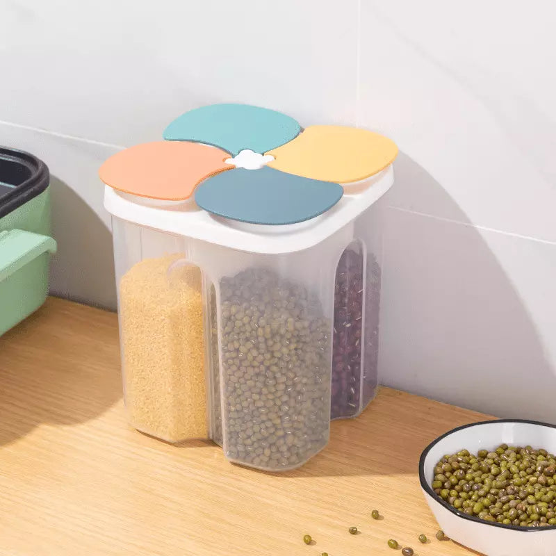 Dispensador de Alimentos com 4 Divisórias Compacto Prático - Amarelo 1.5L Casa Elège