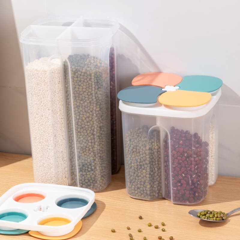 Dispensador de Alimentos com 4 Divisórias Compacto Prático - Casa Elège