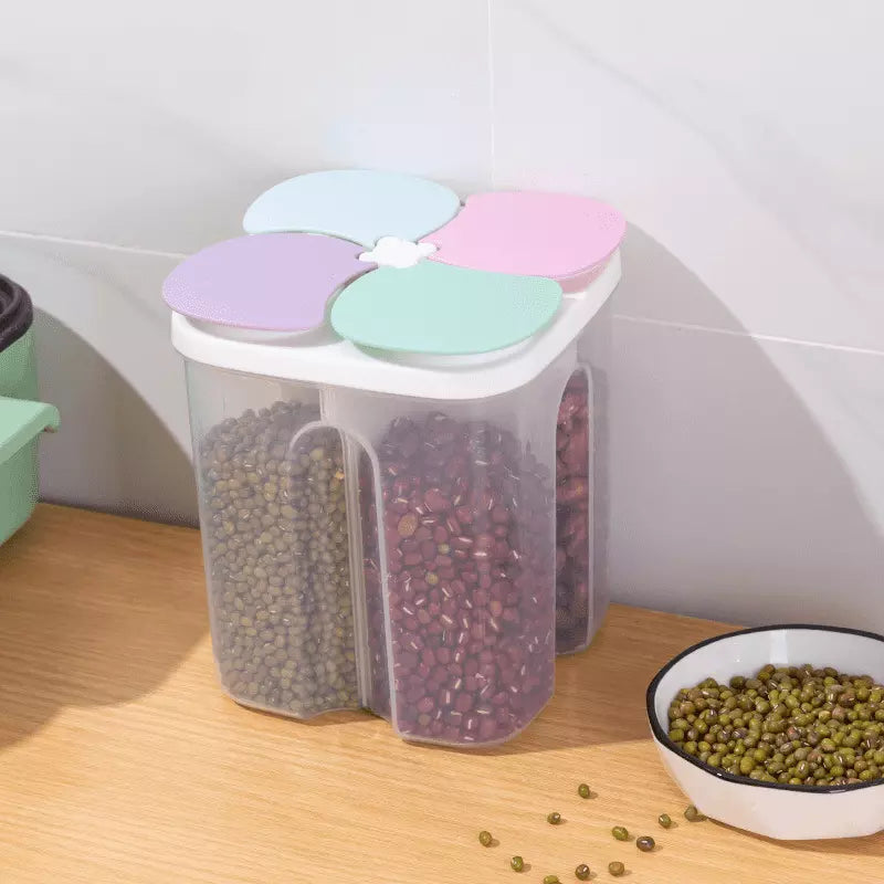 Dispensador de Alimentos com 4 Divisórias Compacto Prático - Rosa 1.5L Casa Elège