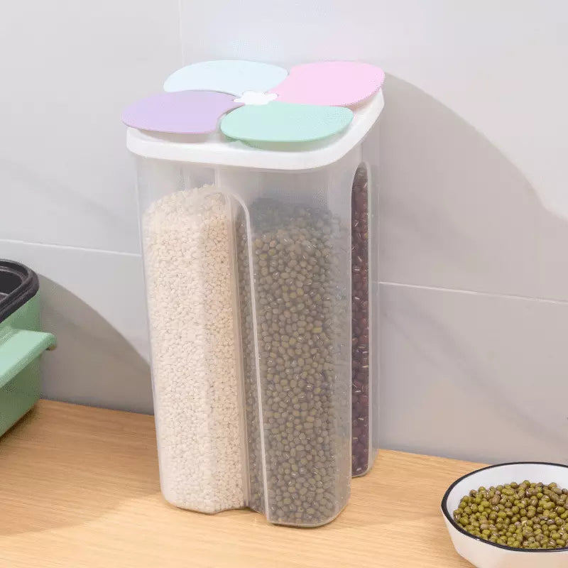 Dispensador de Alimentos com 4 Divisórias Compacto Prático - Rosa 2.3L Casa Elège