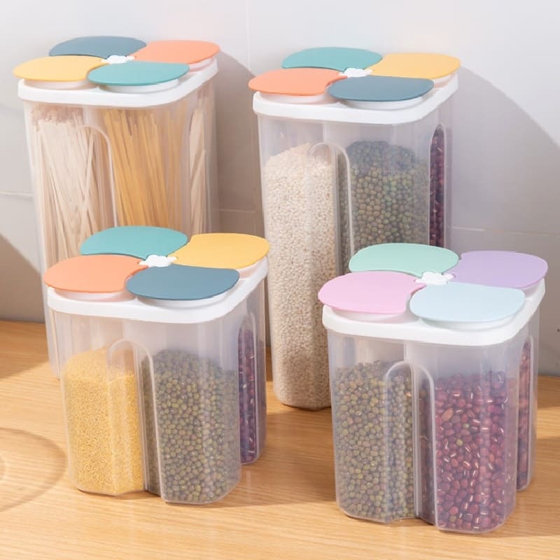 Dispensador de Alimentos com 4 Divisórias Compacto Prático - Casa Elège
