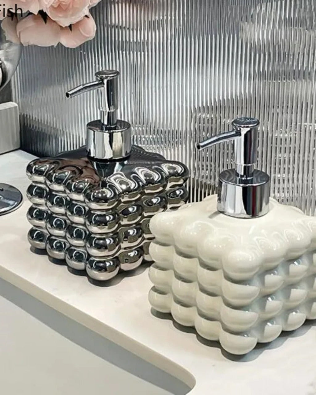 Dispensador de Sabão em Cerâmica Sofisticado para Lavabo - Casa Elège