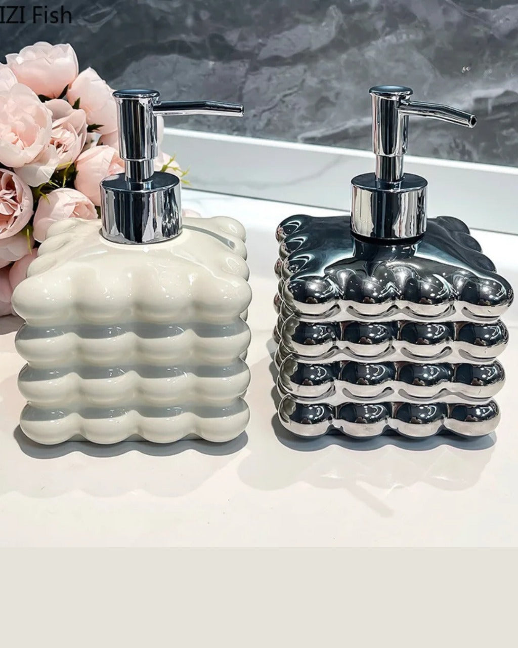 Dispensador de Sabão em Cerâmica Sofisticado para Lavabo - Casa Elège