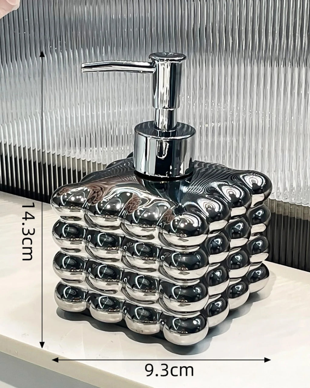 Dispensador de Sabão em Cerâmica Sofisticado para Lavabo - Prata Casa Elège