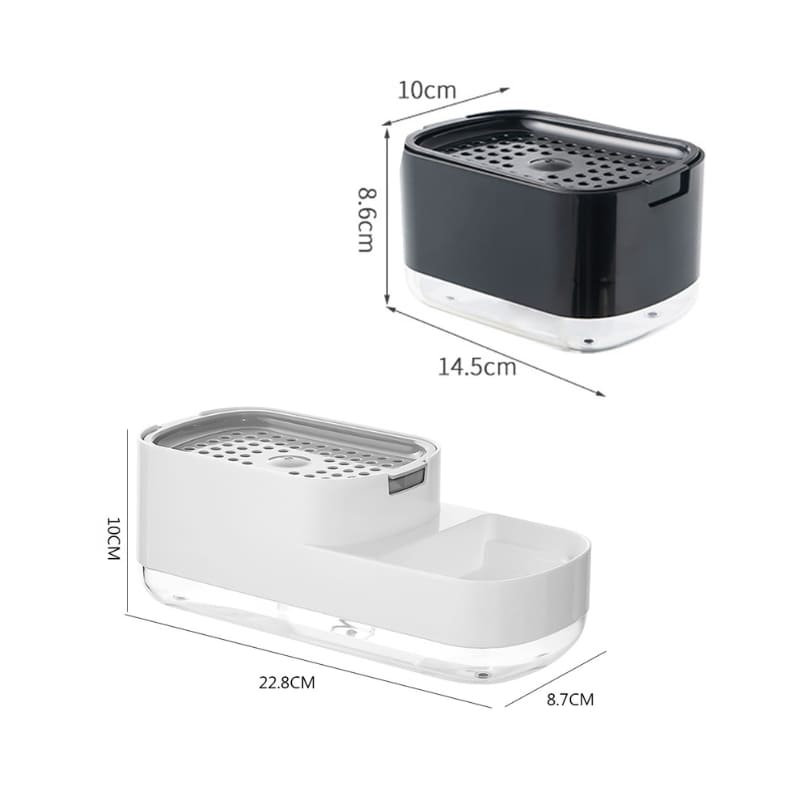 Dispenser de Detergente em Plástico com Porta-Esponja - Casa Elège