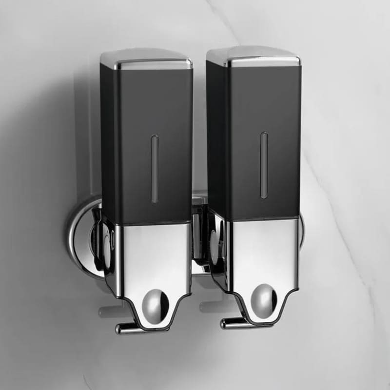 Dispenser de Sabonete Quadrado 500ml Em Acrílico - Preto Duplo Casa Elège