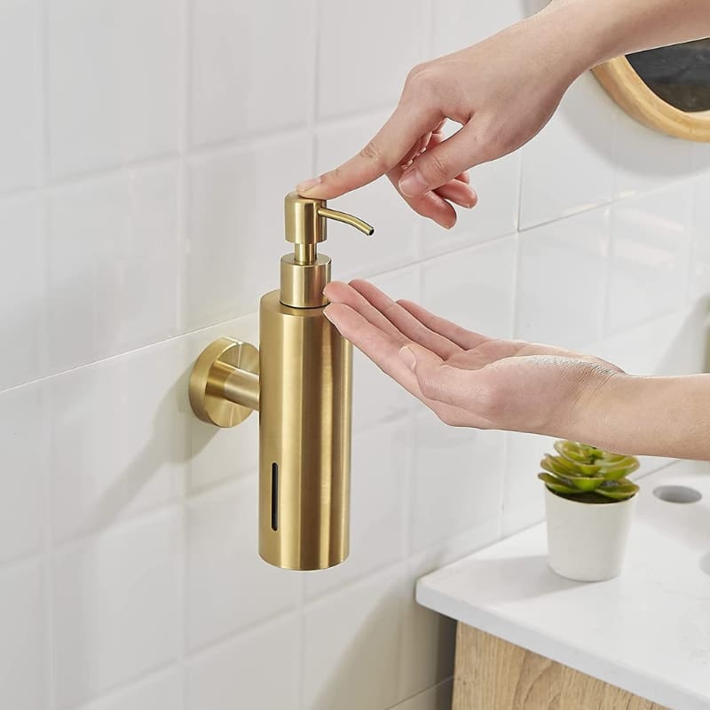 Dispenser de Sabonete Aço Inox Dourado 250ml - Casa Elège