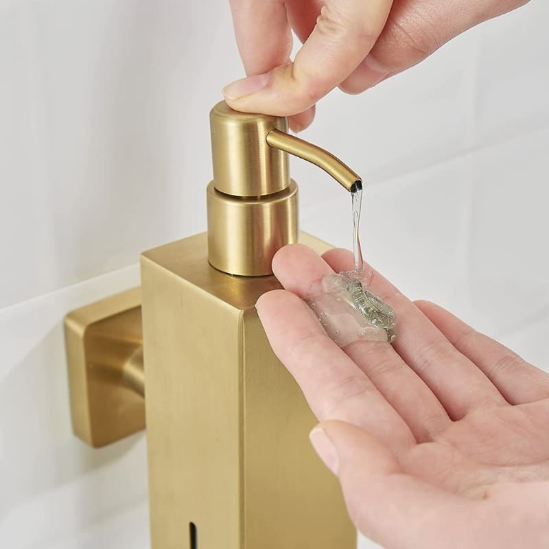 Dispenser de Sabonete Aço Inox Dourado 250ml - Casa Elège
