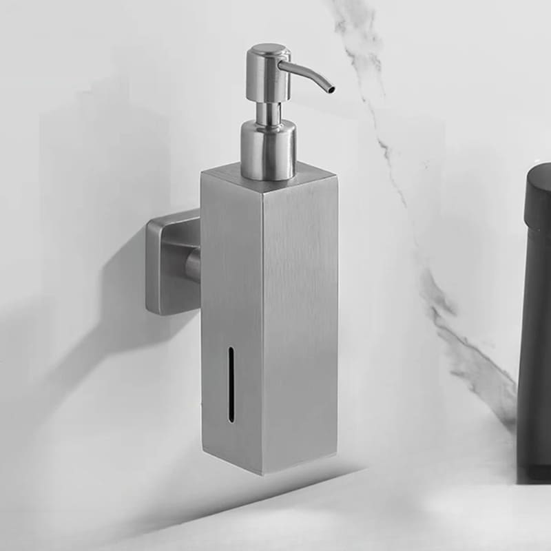 Dispenser de Sabonete Aço Inox Dourado 250ml - Quadrado Prata Casa Elège
