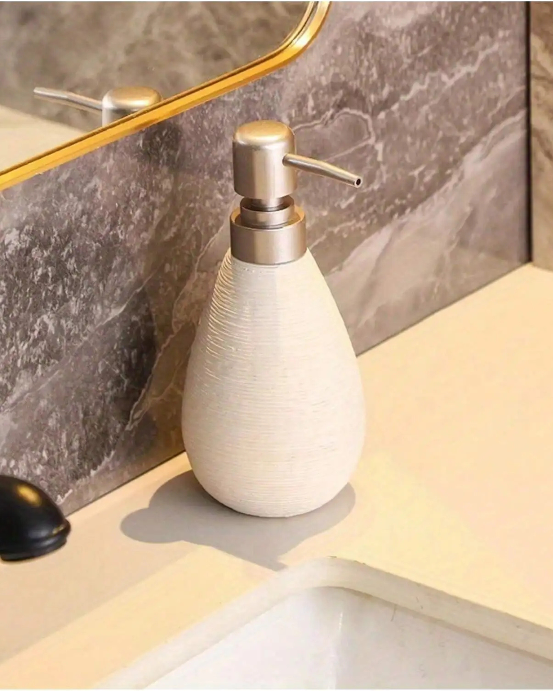 Dispenser de Sabonete em Cerâmica Estilo Retrô com Bomba - Branco Baixo Casa Elège