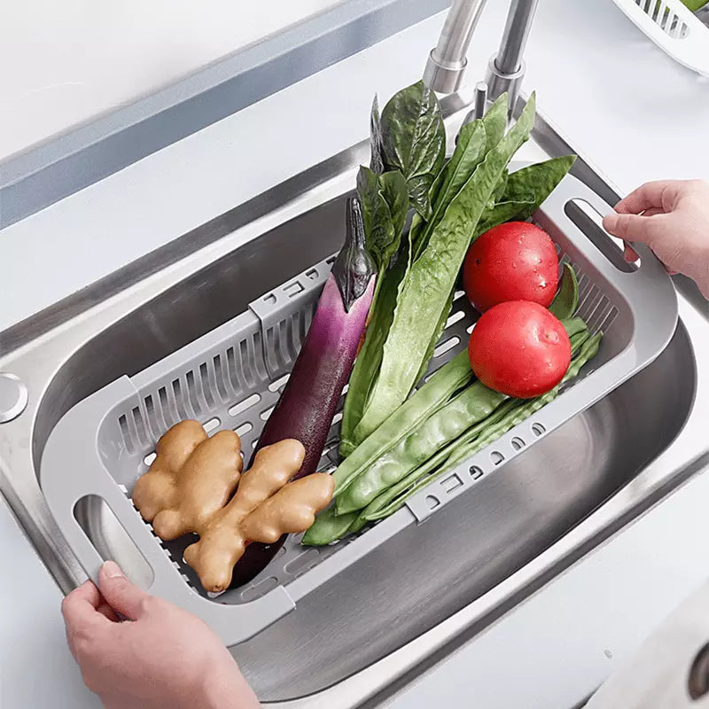 Escorredor Expansível De Pia Para Alimentos E Louça Compacto - Cinza Casa Elège