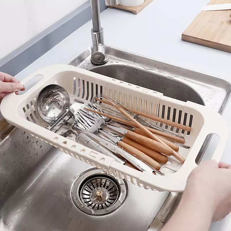 Escorredor Expansível De Pia Para Alimentos E Louça Compacto - Branco Casa Elège