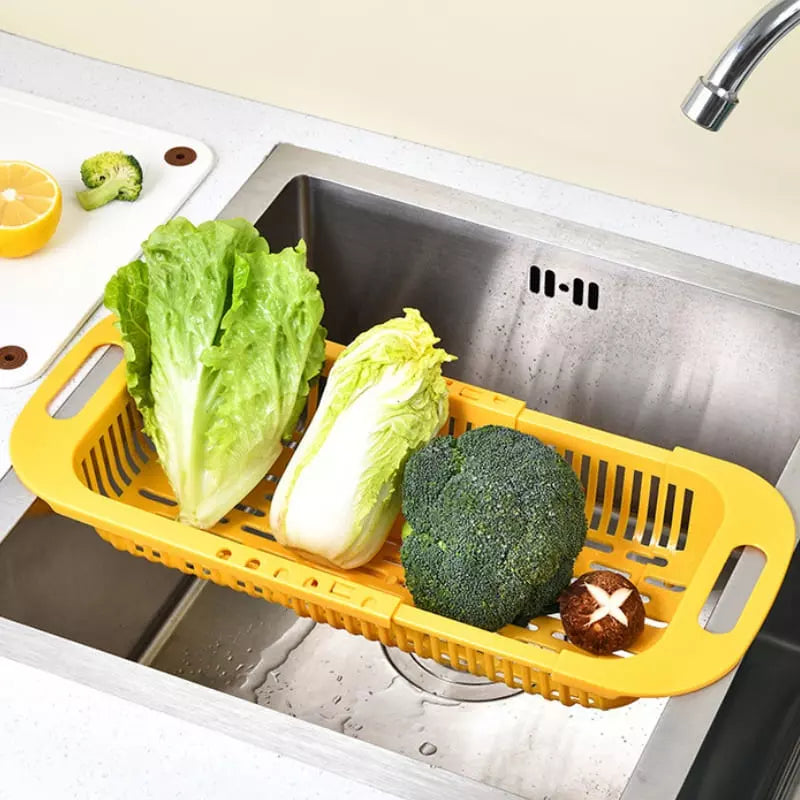 Escorredor Expansível De Pia Para Alimentos E Louça Compacto - Amarelo Casa Elège