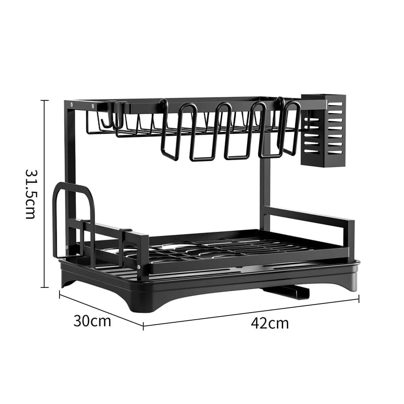 Escorredor de Louça em Metal Preto com Bandeja Coletora - Modelo C Casa Elège