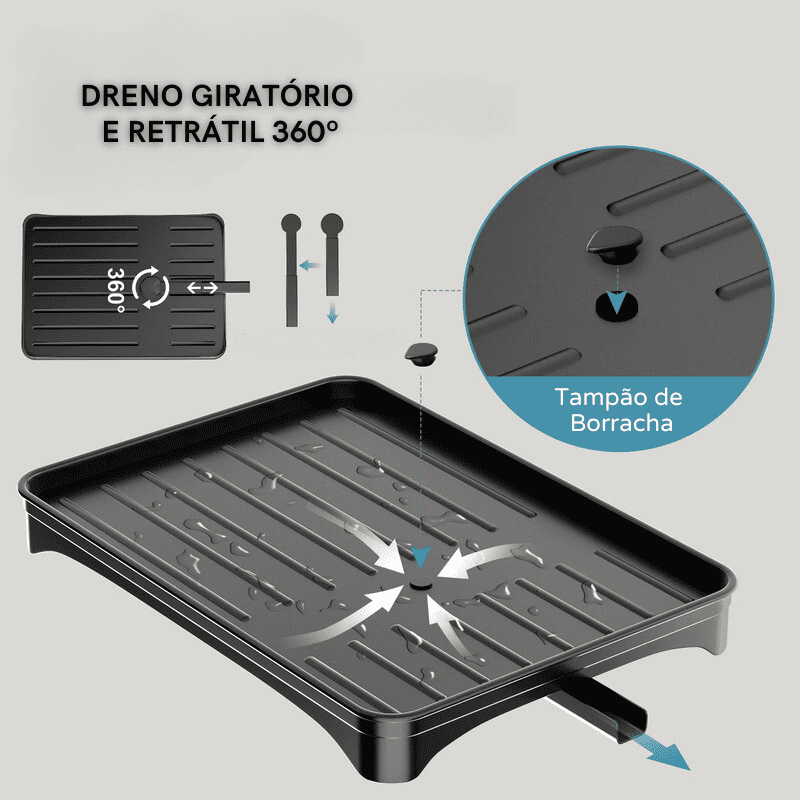 Escorredor de Louça em Metal Preto com Bandeja Coletora - Casa Elège