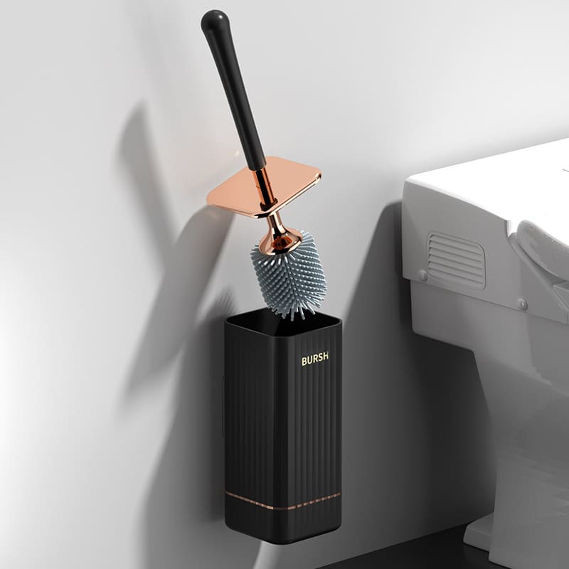 Escova Sanitária em Silicone com Suporte Elegante Compacta - Preto Casa Elège