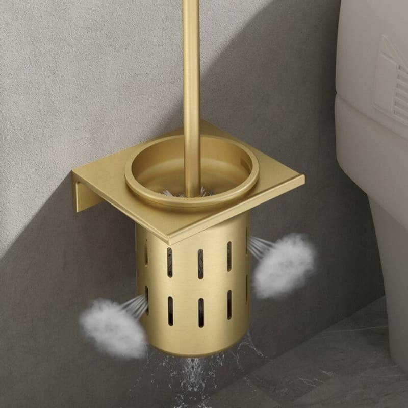 Escova Sanitária Com Suporte Em Alumínio Dourado Sofisticada - Casa Elège