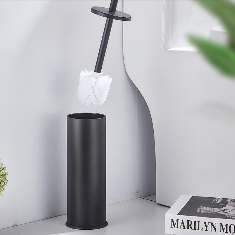 Escova Sanitária Em Alumínio Premium Com Suporte Elegante - Preto Casa Elège