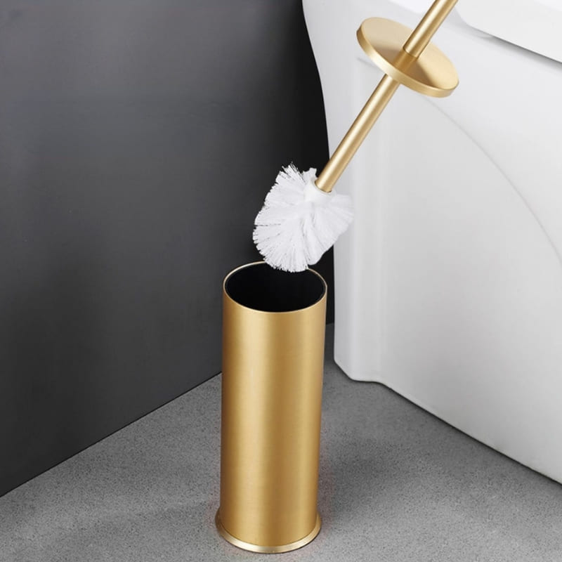 Escova Sanitária Em Alumínio Premium Com Suporte Elegante - Dourado Casa Elège