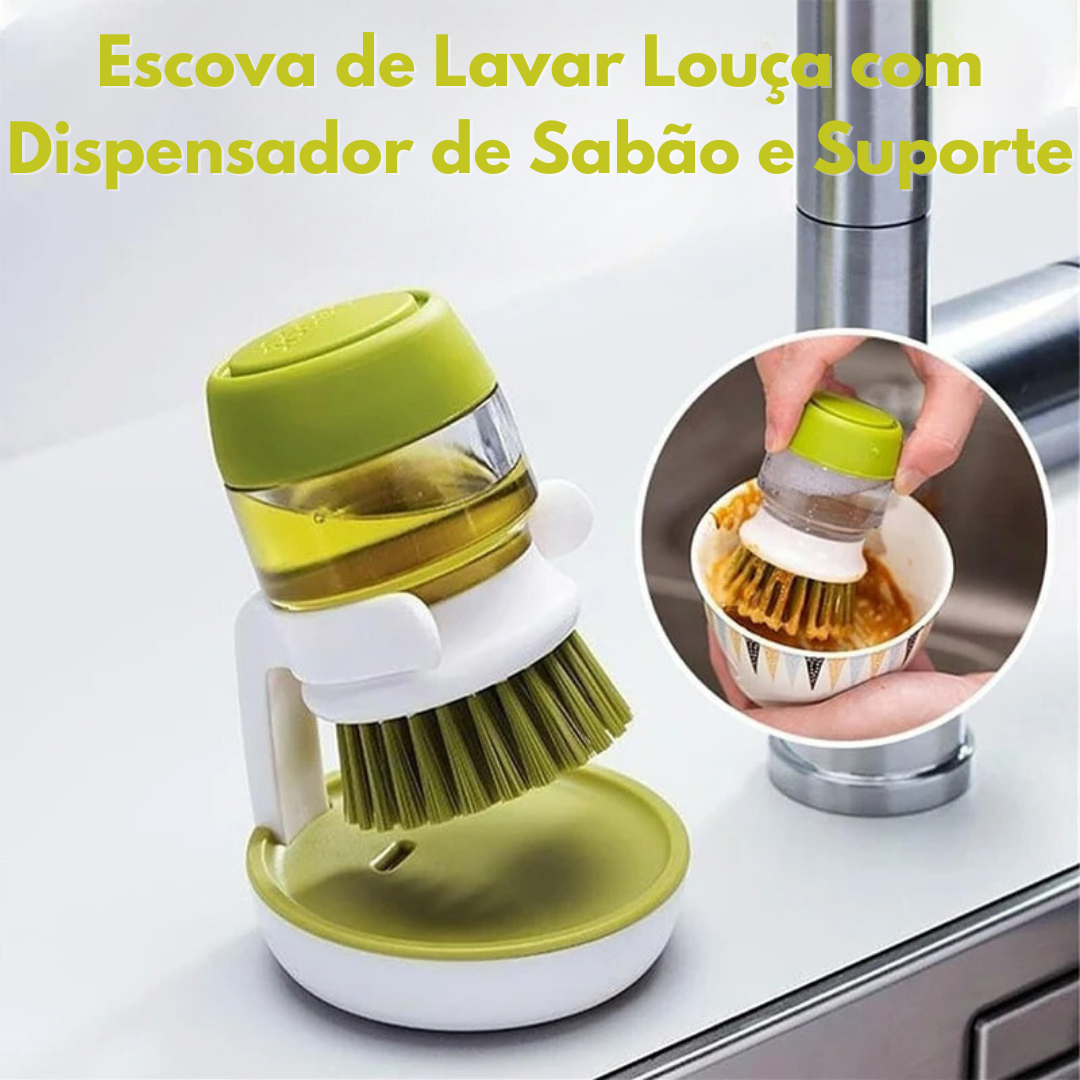 Escova de Lavar Louça com Dispensador e Suporte Prático - Casa Elège