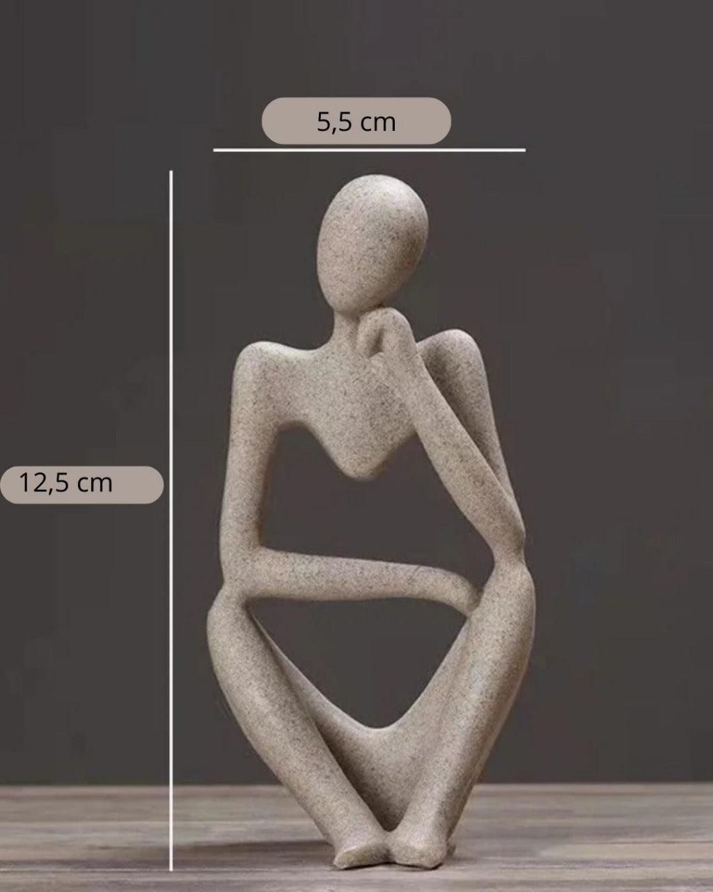 Escultura O Pensador Abstrato Cor Areia Para Escritório e Sala - Areia modelo 2 Casa Elège