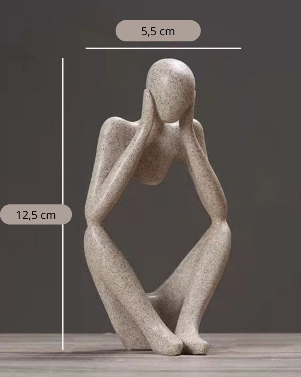 Escultura O Pensador Abstrato Cor Areia Para Escritório e Sala - Areia modelo 3 Casa Elège