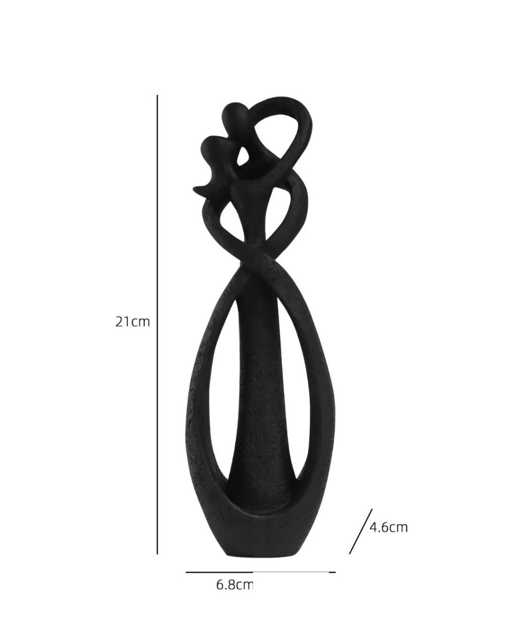 Escultura Casal em Resina Abraço Contemporâneo para Sala/Escritório - Preto Casa Elège