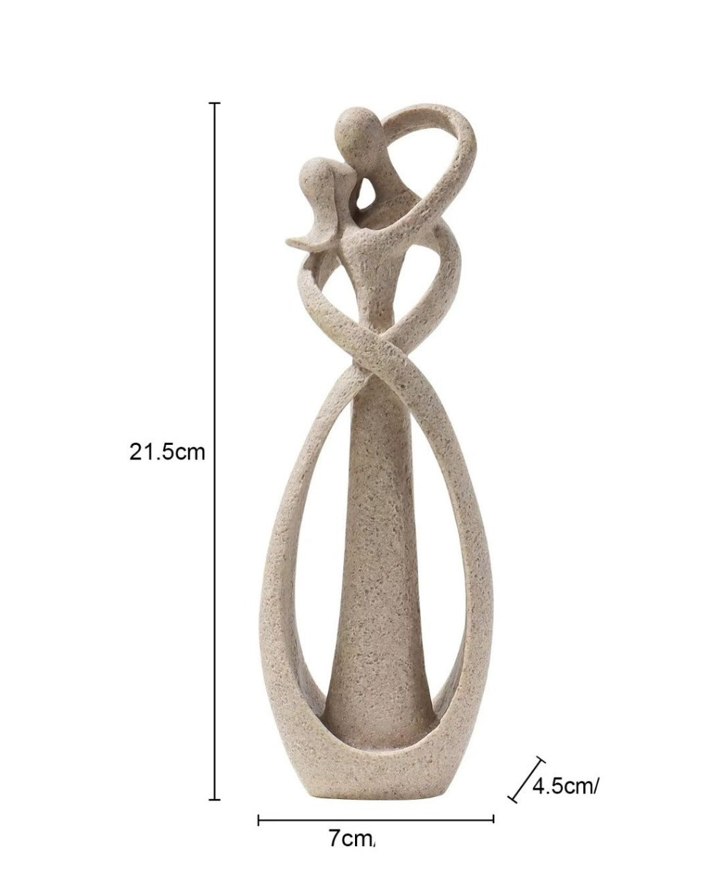 Escultura Casal em Resina Abraço Contemporâneo para Sala/Escritório - Areia Casa Elège
