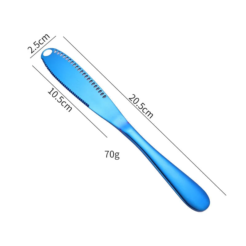 Espátula de Aço Inox Serrilhada para Manteiga e Geleias - Azul Casa Elège