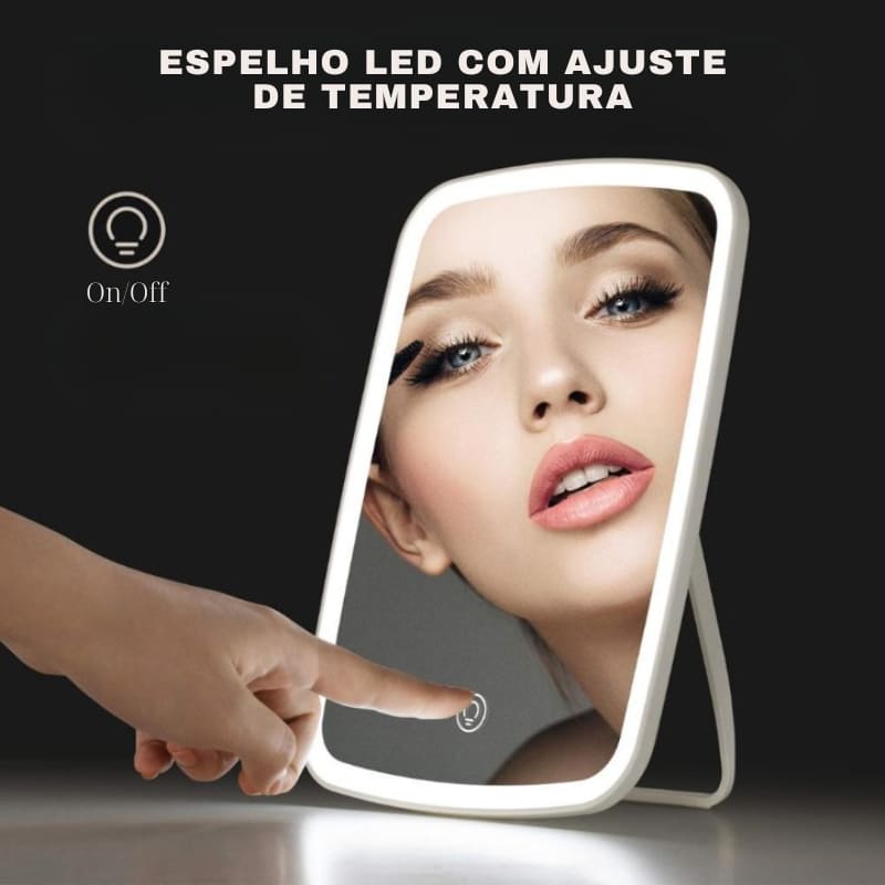 Espelho de Mesa LED Portátil Ajuste de Tom e Intensidade - Casa Elège