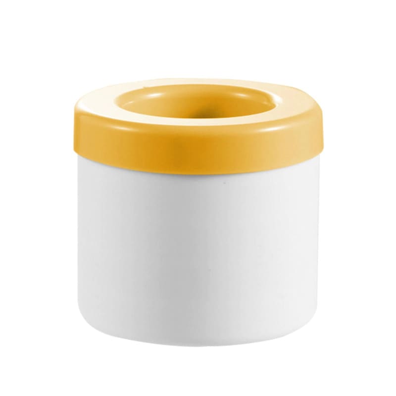 Forma de Gelo Redonda em Silicone com Tampa Hermética - Branco com Amarelo Casa Elège