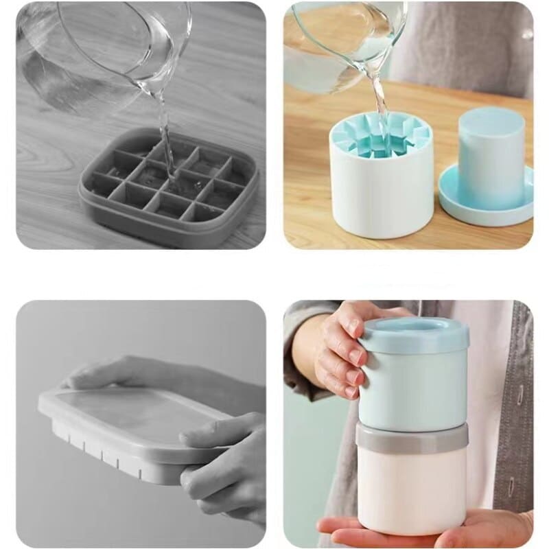 Forma de Gelo Redonda em Silicone com Tampa Hermética - Casa Elège