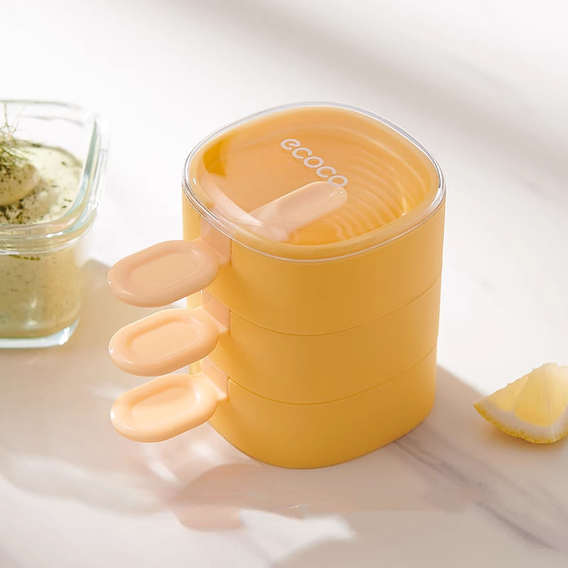 Forma de Picolé de Silicone com Tampa Hermética - Amarelo Casa Elège