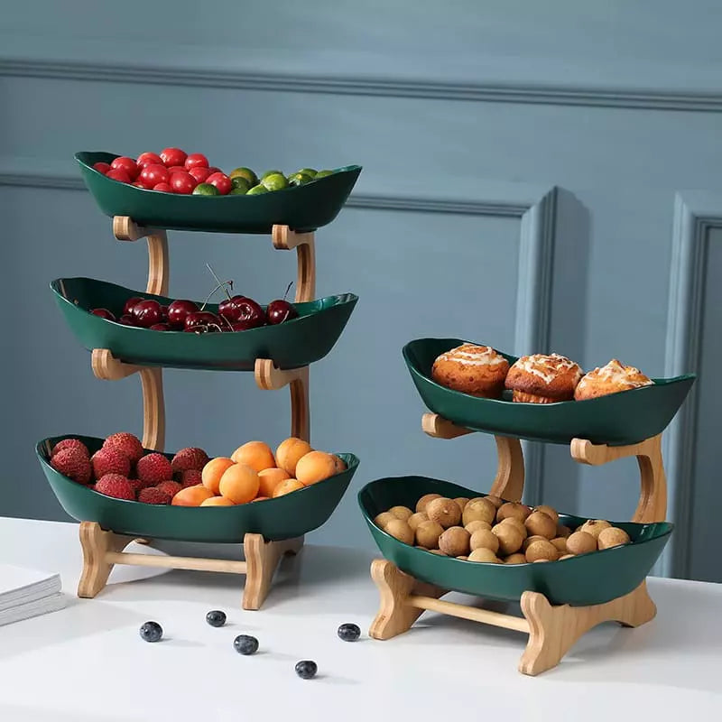 Fruteira de Mesa em Bambu com Cestas Organizadora - Casa Elège