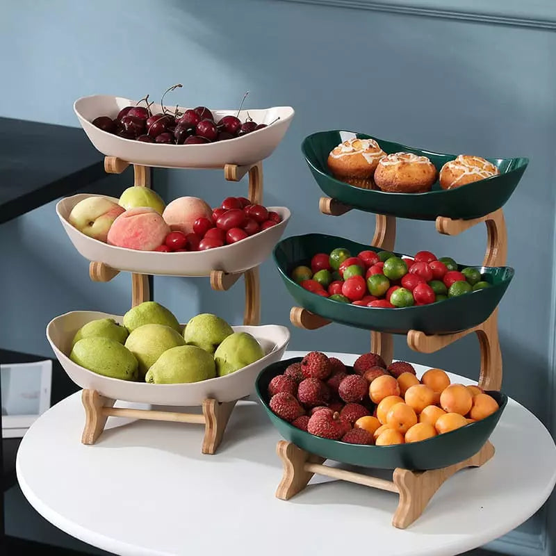 Fruteira de Mesa em Bambu com Cestas Organizadora - Casa Elège