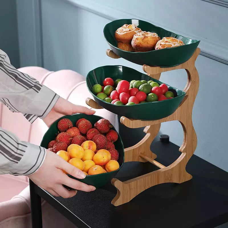 Fruteira de Mesa em Bambu com Cestas Organizadora - Casa Elège