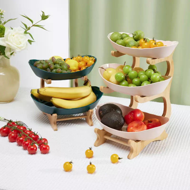 Fruteira de Mesa em Bambu com Cestas Organizadora - Casa Elège
