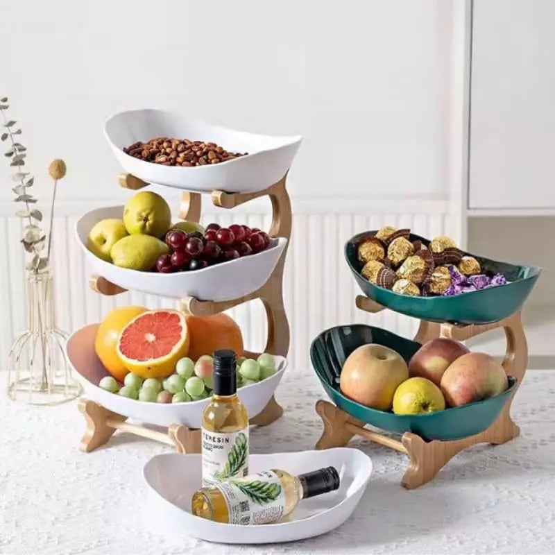 Fruteira de Mesa em Bambu com Cestas Organizadora - Casa Elège