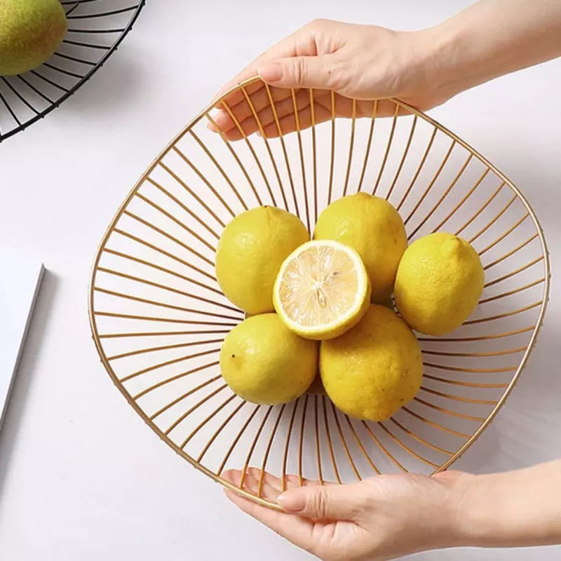 Fruteira Cesta de Mesa em Metal Durável e Sofisticada - Dourado G Casa Elège