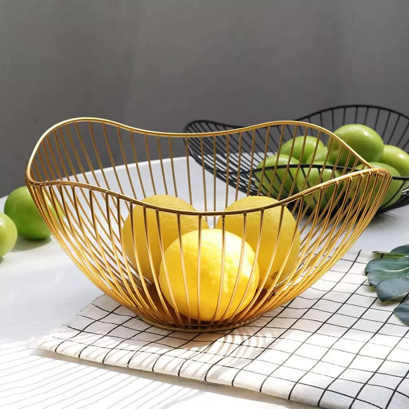 Fruteira Cesta de Mesa em Metal Durável e Sofisticada - Dourado M Casa Elège