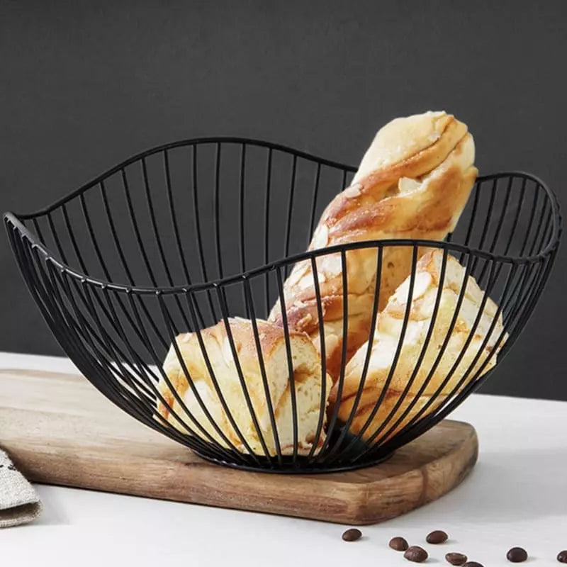 Fruteira Cesta de Mesa em Metal Durável e Sofisticada - Preto M Casa Elège