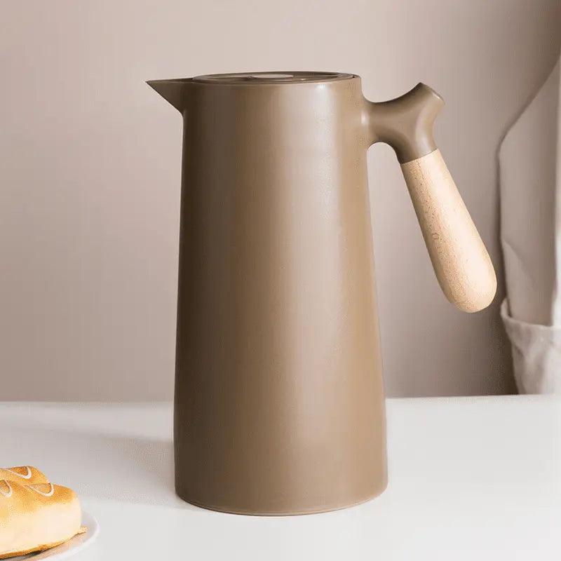 Garrafa Térmica 1L Em Vidro Borossilicato - Marrom Casa Elège
