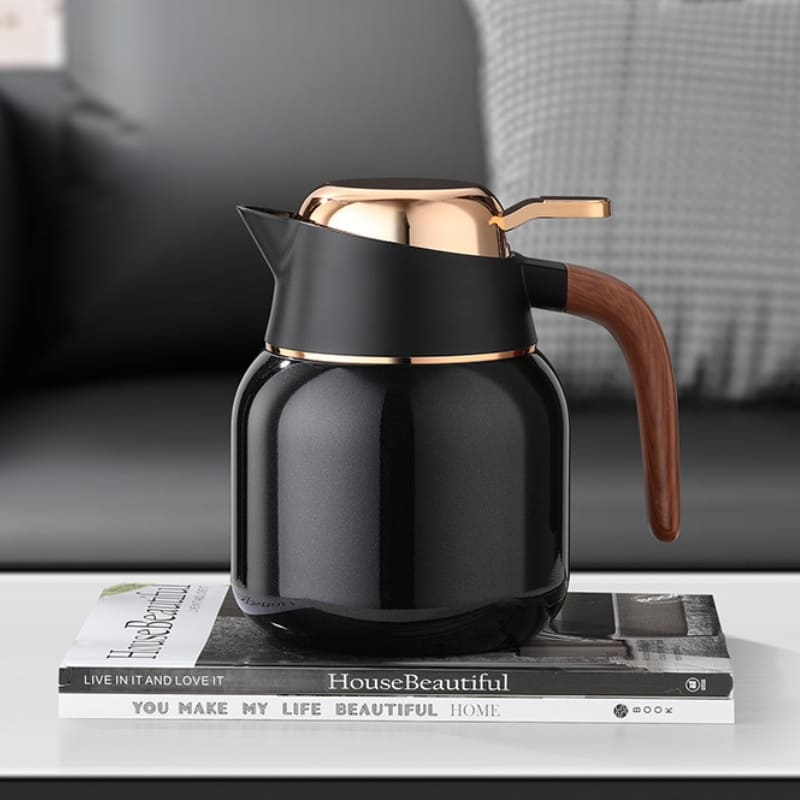 Garrafa Térmica de Inox 1L com Revestimento Cerâmico - Preto Casa Elège
