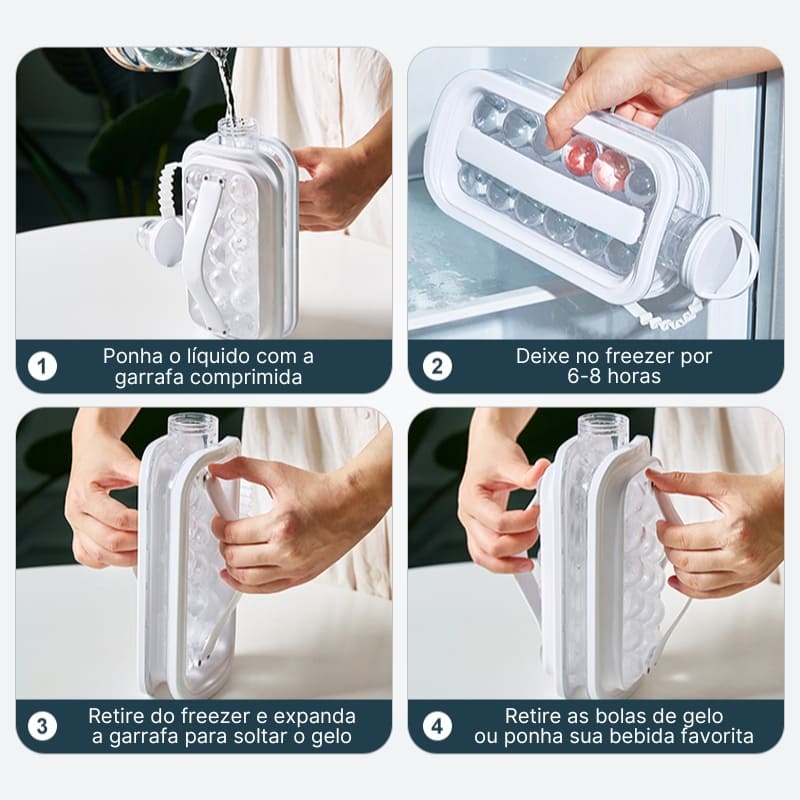 Garrafa De Água Com Forma De Gelo Esférica Reutilizável - Casa Elège