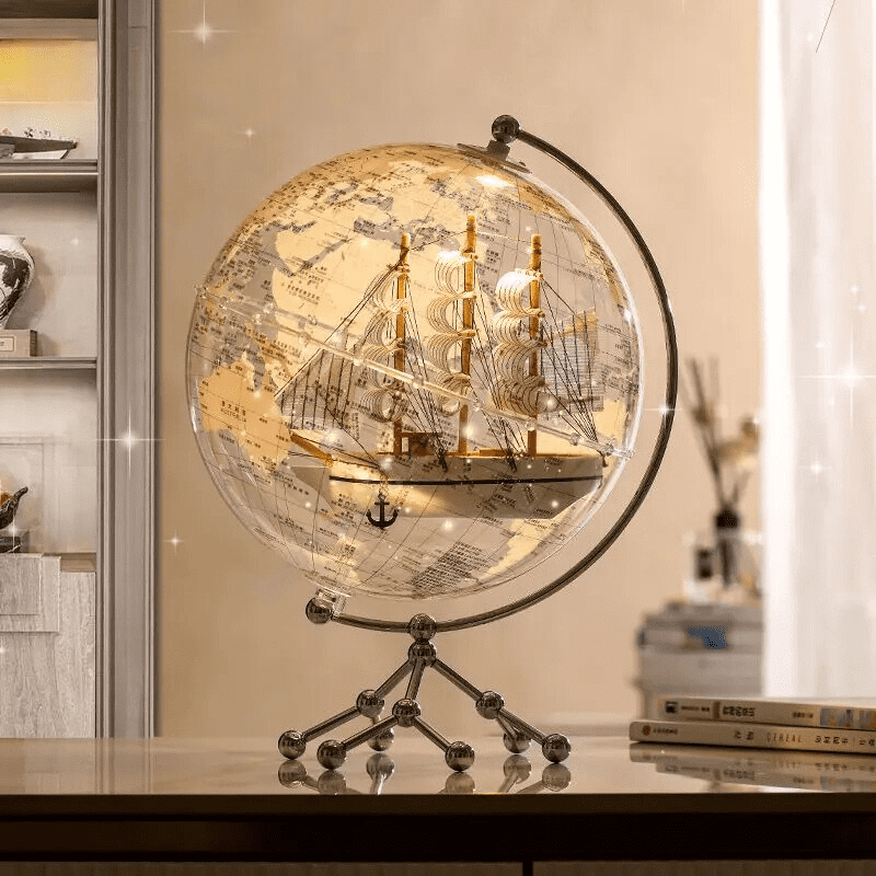 Globo Terrestre Transparente Com Base Metálica - Casa Elège