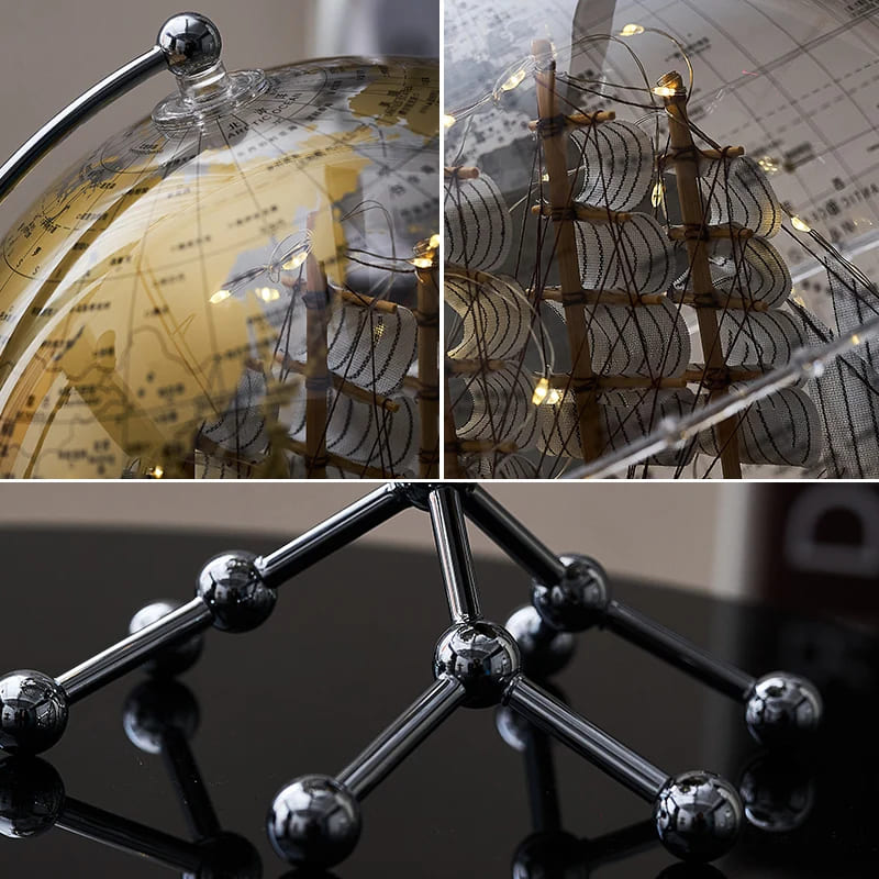 Globo Terrestre Transparente Com Base Metálica - Casa Elège